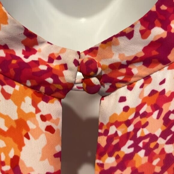 Laundry by Shelli Segal Pink Orange White Print Halter Dress Size 6 - Picture 10 of 14